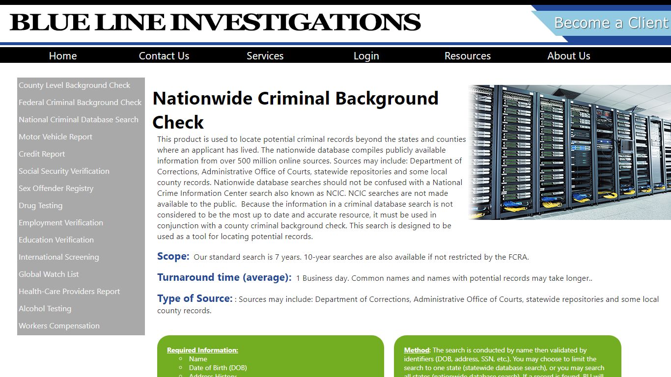 Nationwide Criminal Background Check - Blue Line Investigations